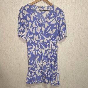 A New Day Blue and White Patterned Mini Dress